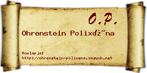 Ohrenstein Polixéna névjegykártya